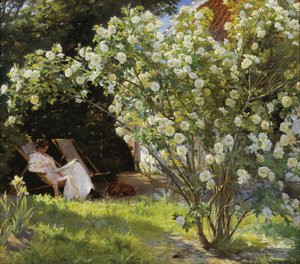 Marie Kroyer Seated in the Deckchair in the Garden by Mrs. Bendsen's House